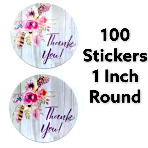 100 Boho Thank You Stickers 1” Round CLEARANCE - Picture 4 of 4